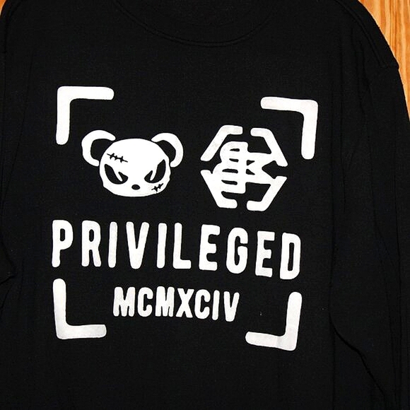 Bleecker & Mercer "Privileged" Graphic Sweatshirt - Black - Size L - Picture 3 of 5